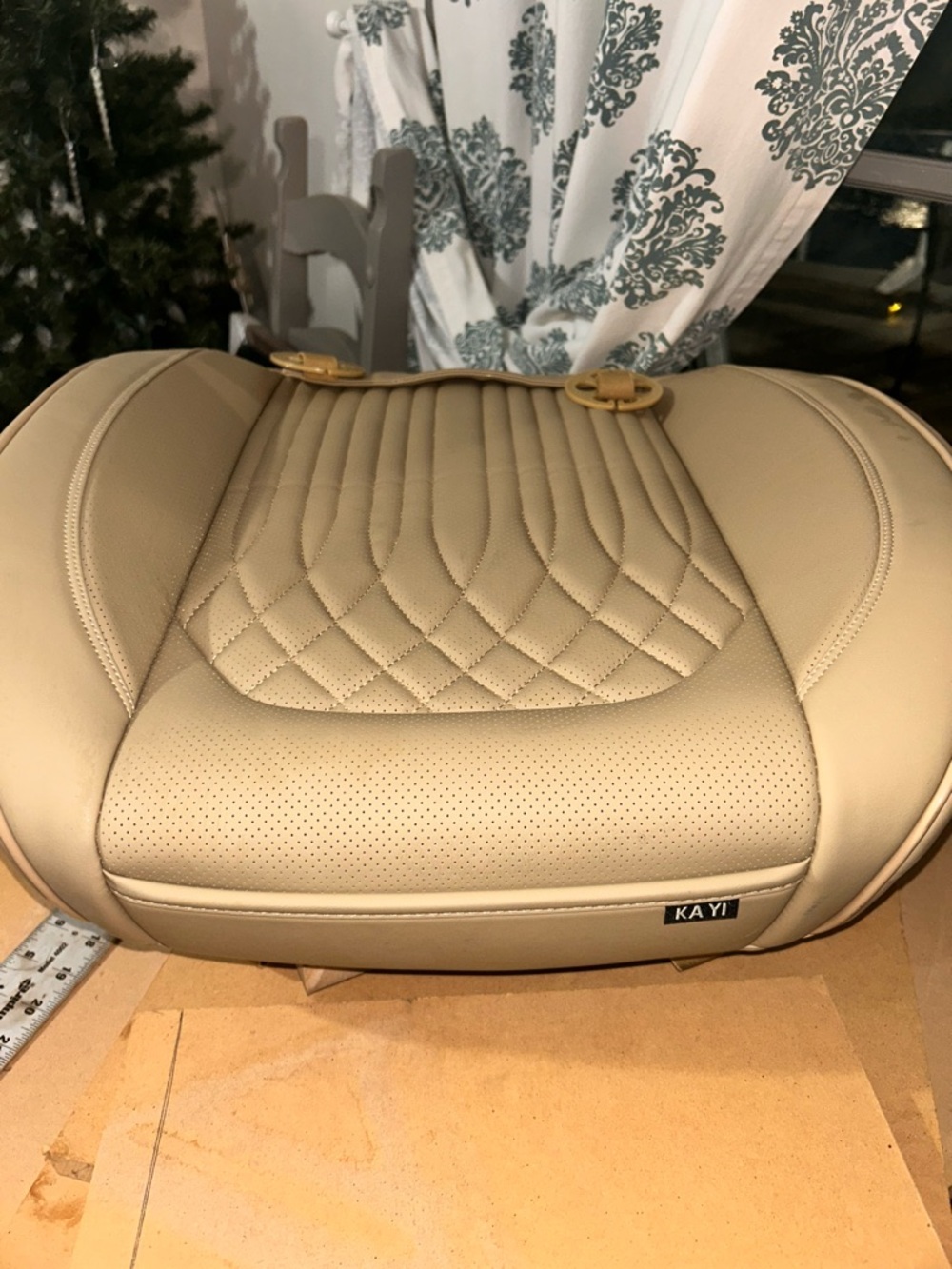 KAYI Quilted Perforated Car Seat Cushion - Beige - Picture 2 of 5